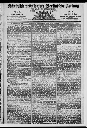 Königlich privilegirte Berlinische Zeitung von Staats- und gelehrten Sachen vom 29.03.1877