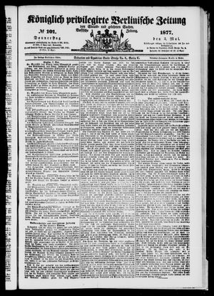 Königlich privilegirte Berlinische Zeitung von Staats- und gelehrten Sachen on May 3, 1877