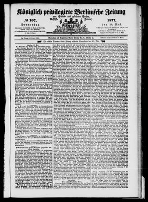 Königlich privilegirte Berlinische Zeitung von Staats- und gelehrten Sachen on May 10, 1877