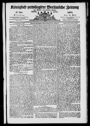 Königlich privilegirte Berlinische Zeitung von Staats- und gelehrten Sachen vom 15.05.1877