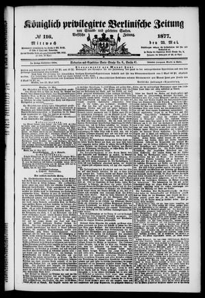 Königlich privilegirte Berlinische Zeitung von Staats- und gelehrten Sachen on May 23, 1877