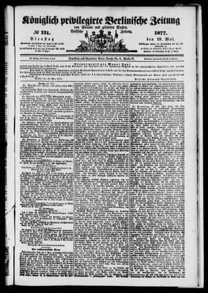 Königlich privilegirte Berlinische Zeitung von Staats- und gelehrten Sachen vom 29.05.1877