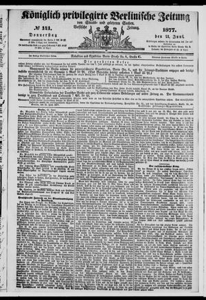 Königlich privilegirte Berlinische Zeitung von Staats- und gelehrten Sachen vom 21.06.1877