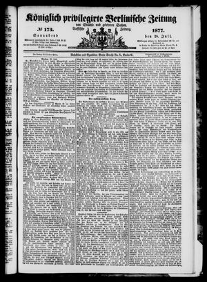 Königlich privilegirte Berlinische Zeitung von Staats- und gelehrten Sachen on Jul 28, 1877