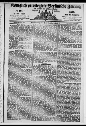 Königlich privilegirte Berlinische Zeitung von Staats- und gelehrten Sachen on Aug 18, 1877