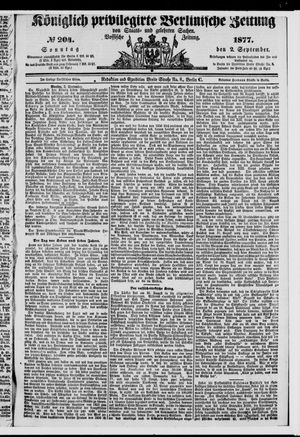 Königlich privilegirte Berlinische Zeitung von Staats- und gelehrten Sachen vom 02.09.1877