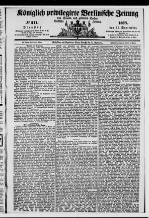 Königlich privilegirte Berlinische Zeitung von Staats- und gelehrten Sachen on Sep 11, 1877