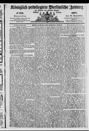 Königlich privilegirte Berlinische Zeitung von Staats- und gelehrten Sachen vom 20.09.1877