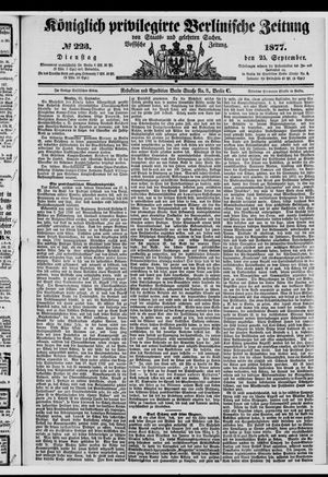 Königlich privilegirte Berlinische Zeitung von Staats- und gelehrten Sachen vom 25.09.1877