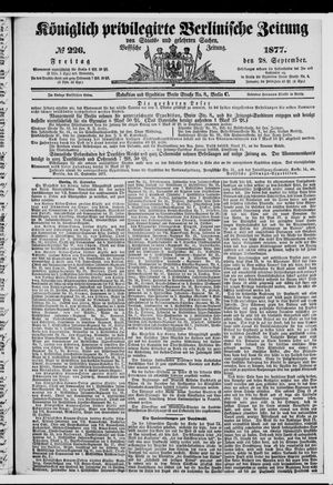 Königlich privilegirte Berlinische Zeitung von Staats- und gelehrten Sachen on Sep 28, 1877