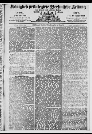 Königlich privilegirte Berlinische Zeitung von Staats- und gelehrten Sachen vom 29.09.1877