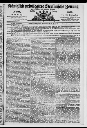 Königlich privilegirte Berlinische Zeitung von Staats- und gelehrten Sachen vom 30.09.1877