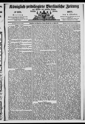 Königlich privilegirte Berlinische Zeitung von Staats- und gelehrten Sachen on Oct 5, 1877