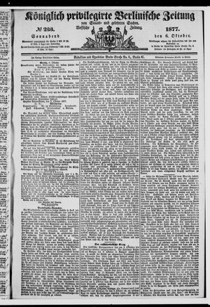 Königlich privilegirte Berlinische Zeitung von Staats- und gelehrten Sachen vom 06.10.1877