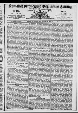 Königlich privilegirte Berlinische Zeitung von Staats- und gelehrten Sachen on Oct 10, 1877