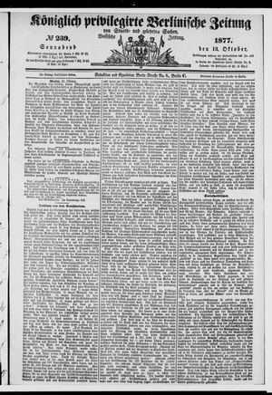 Königlich privilegirte Berlinische Zeitung von Staats- und gelehrten Sachen on Oct 13, 1877