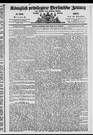 Königlich privilegirte Berlinische Zeitung von Staats- und gelehrten Sachen vom 24.10.1877