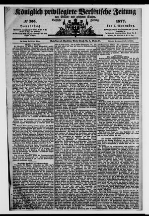Königlich privilegirte Berlinische Zeitung von Staats- und gelehrten Sachen vom 01.11.1877