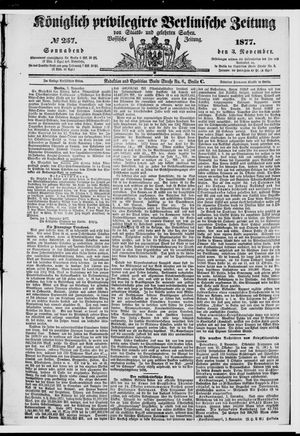 Königlich privilegirte Berlinische Zeitung von Staats- und gelehrten Sachen vom 03.11.1877
