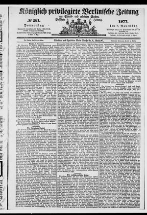 Königlich privilegirte Berlinische Zeitung von Staats- und gelehrten Sachen vom 08.11.1877