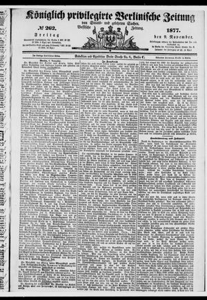 Königlich privilegirte Berlinische Zeitung von Staats- und gelehrten Sachen vom 09.11.1877