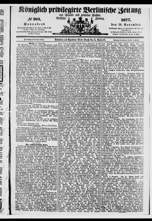 Königlich privilegirte Berlinische Zeitung von Staats- und gelehrten Sachen vom 10.11.1877
