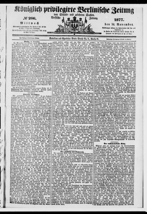 Königlich privilegirte Berlinische Zeitung von Staats- und gelehrten Sachen vom 14.11.1877