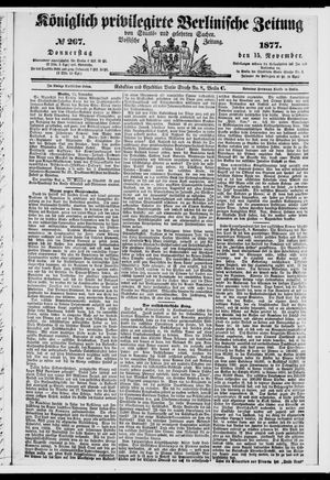 Königlich privilegirte Berlinische Zeitung von Staats- und gelehrten Sachen vom 15.11.1877