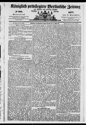 Königlich privilegirte Berlinische Zeitung von Staats- und gelehrten Sachen on Nov 17, 1877