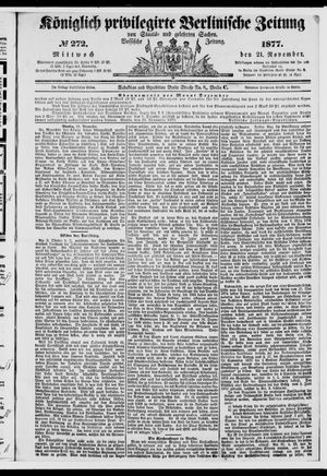 Königlich privilegirte Berlinische Zeitung von Staats- und gelehrten Sachen vom 21.11.1877