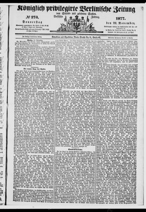 Königlich privilegirte Berlinische Zeitung von Staats- und gelehrten Sachen vom 22.11.1877