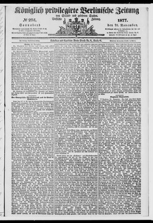 Königlich privilegirte Berlinische Zeitung von Staats- und gelehrten Sachen vom 24.11.1877