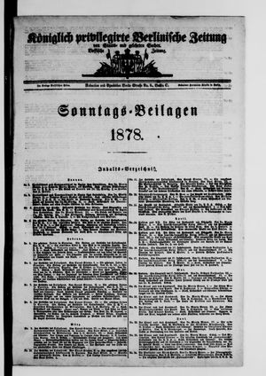 Königlich privilegirte Berlinische Zeitung von Staats- und gelehrten Sachen on Jan 1, 1878