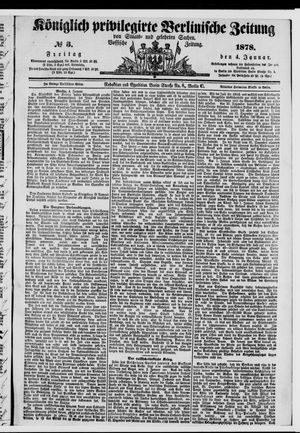 Königlich privilegirte Berlinische Zeitung von Staats- und gelehrten Sachen on Jan 4, 1878