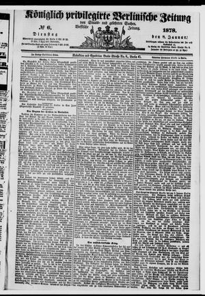 Königlich privilegirte Berlinische Zeitung von Staats- und gelehrten Sachen vom 08.01.1878