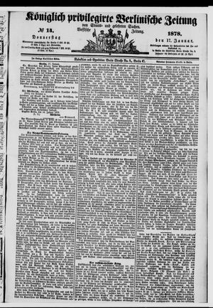 Königlich privilegirte Berlinische Zeitung von Staats- und gelehrten Sachen on Jan 17, 1878