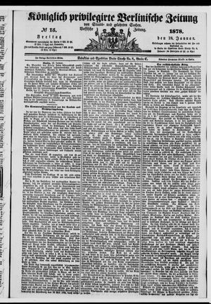 Königlich privilegirte Berlinische Zeitung von Staats- und gelehrten Sachen on Jan 18, 1878