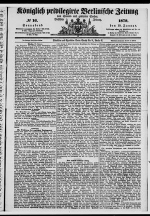 Königlich privilegirte Berlinische Zeitung von Staats- und gelehrten Sachen vom 19.01.1878