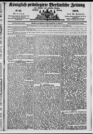 Königlich privilegirte Berlinische Zeitung von Staats- und gelehrten Sachen vom 25.01.1878