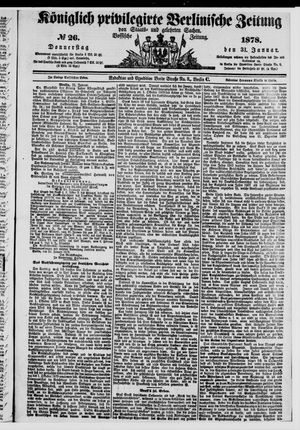 Königlich privilegirte Berlinische Zeitung von Staats- und gelehrten Sachen vom 31.01.1878
