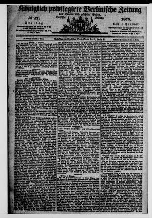 Königlich privilegirte Berlinische Zeitung von Staats- und gelehrten Sachen vom 01.02.1878