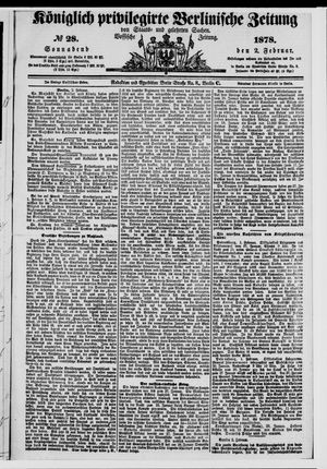 Königlich privilegirte Berlinische Zeitung von Staats- und gelehrten Sachen vom 02.02.1878