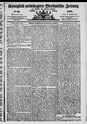 Königlich privilegirte Berlinische Zeitung von Staats- und gelehrten Sachen vom 03.02.1878