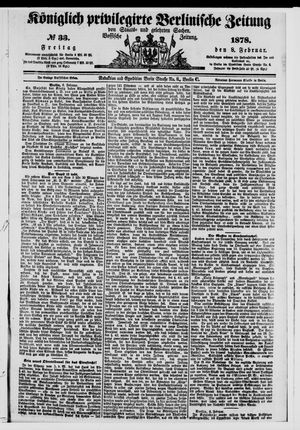 Königlich privilegirte Berlinische Zeitung von Staats- und gelehrten Sachen vom 08.02.1878