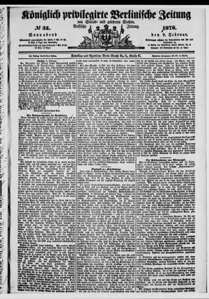 Königlich privilegirte Berlinische Zeitung von Staats- und gelehrten Sachen vom 09.02.1878