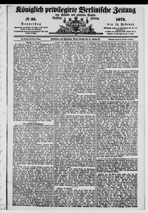 Königlich privilegirte Berlinische Zeitung von Staats- und gelehrten Sachen on Feb 14, 1878