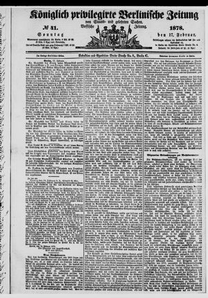 Königlich privilegirte Berlinische Zeitung von Staats- und gelehrten Sachen vom 17.02.1878
