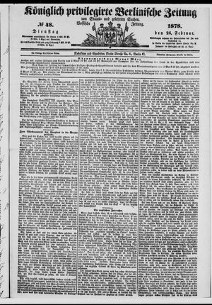 Königlich privilegirte Berlinische Zeitung von Staats- und gelehrten Sachen vom 26.02.1878