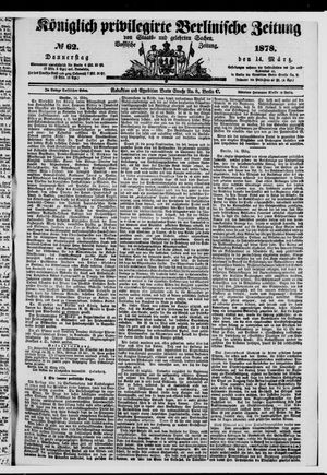 Königlich privilegirte Berlinische Zeitung von Staats- und gelehrten Sachen vom 14.03.1878