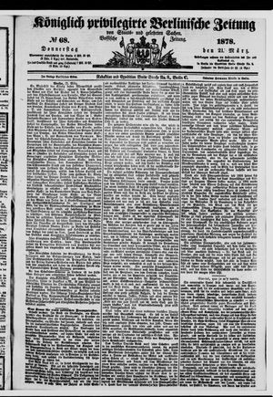 Königlich privilegirte Berlinische Zeitung von Staats- und gelehrten Sachen on Mar 21, 1878